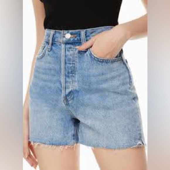 Denim Forum The Yoko Mid Thigh Short Organic Cotton jean shorts Sz 27 - Picture 1 of 11